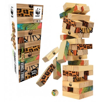 Tropisches Tumble Tower-Spiel aus Holz